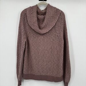 Free People Textured Cowl Neck Sweater‎ Mauve Metallic Knit Pullover Size Small